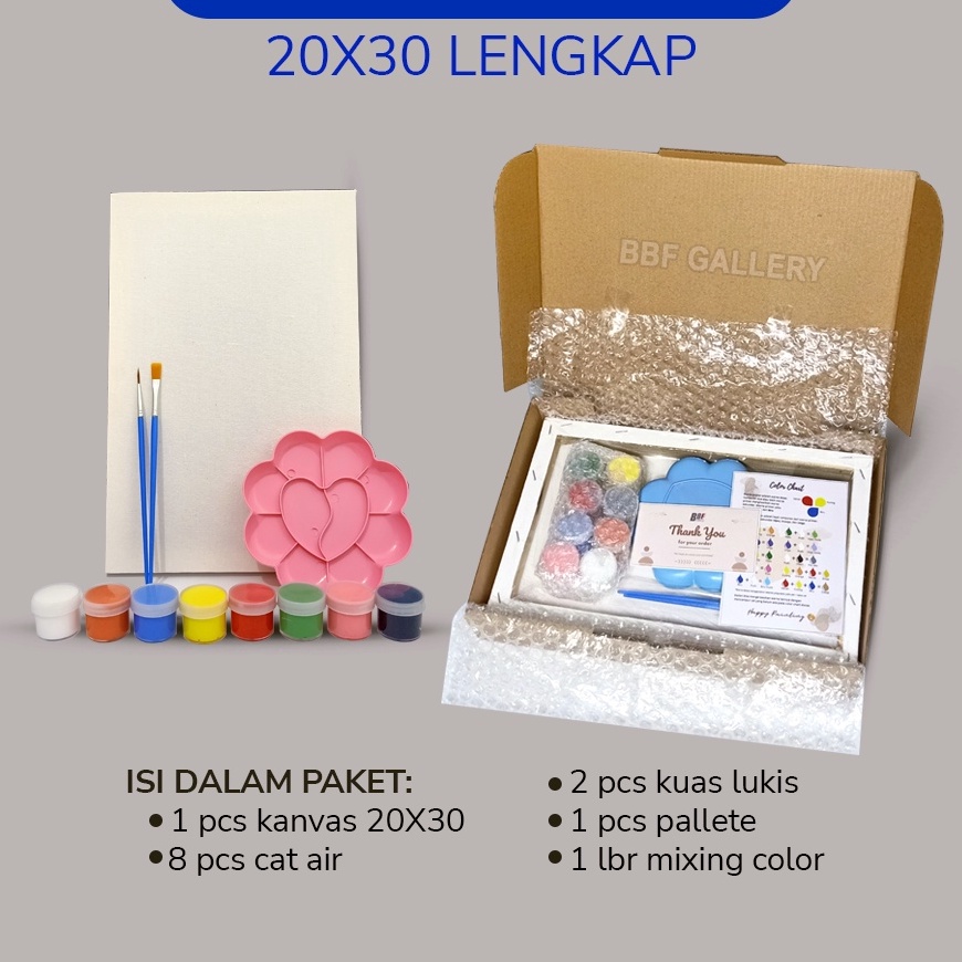

[☑ Y◆RZ) Kanvas lukis putih 20x30 cm lengkap dengan 8 cat air akrilik palet dan 2 pcs kuas flat & round Set melukis lengkap paket lengkap melukis mewarnai canvas/ amanaah.!