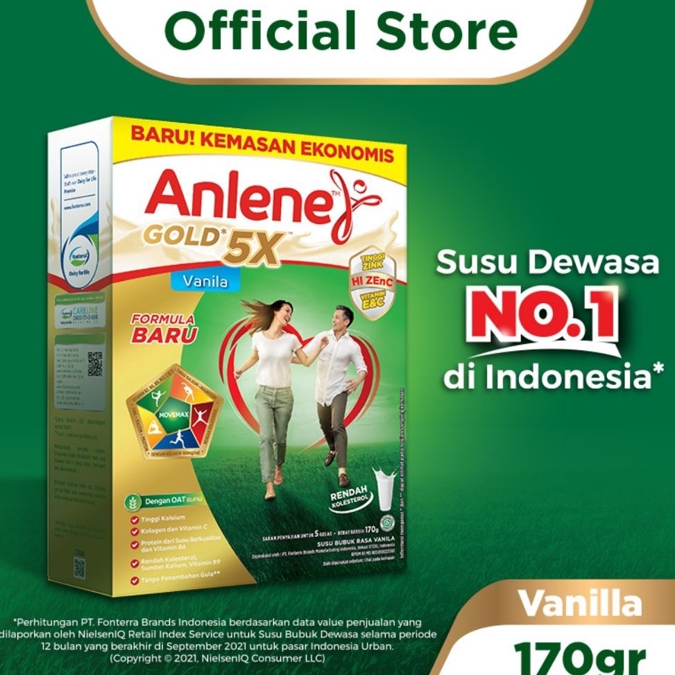 

MLYF7007 Anlene Gold 5X Susu Bubuk Dewasa Vanila 170g - Nutrisi Tinggi Kalsium Untuk Tulang, Sendi, dan Otot