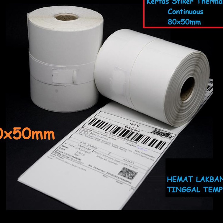 

(TR✪/Z➛] Mocute - Kertas Stiker Label Printer Thermal 80x50mm Continuous 80 x 15 Meter- murah.!!