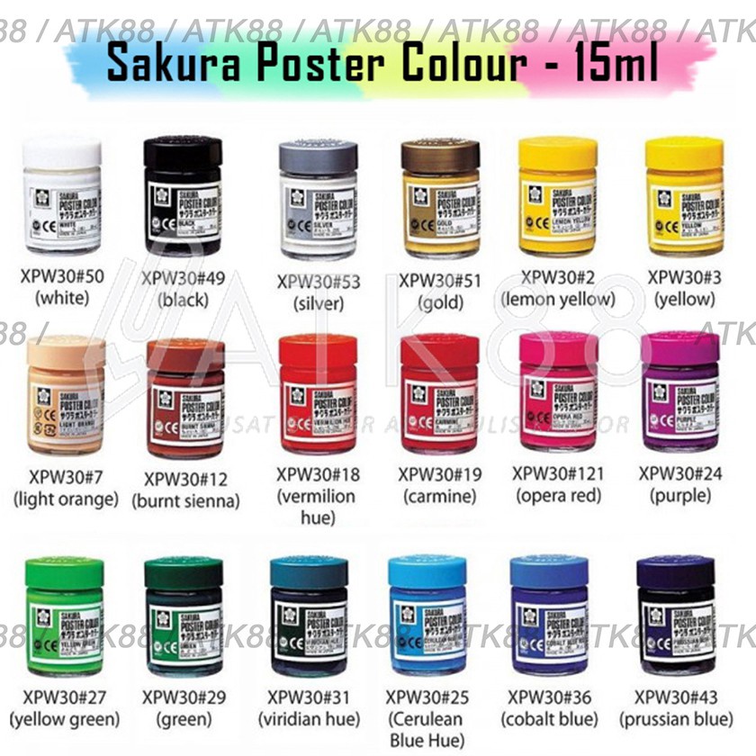 

(✪J/2V㊚) Sakura Poster Colour / Cat Poster 15ml ( Warna Umum) trendings.!!