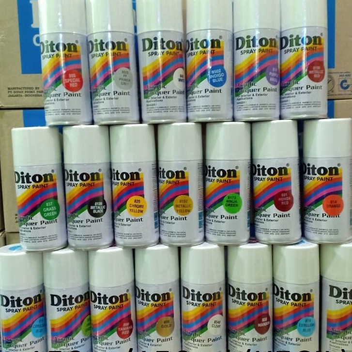 (L-T☼☼8> Pilox Cat Semprot DITON Spray Paint Acrylic Lacquer Paint Glossy Metallic Doff Stabilo Chro