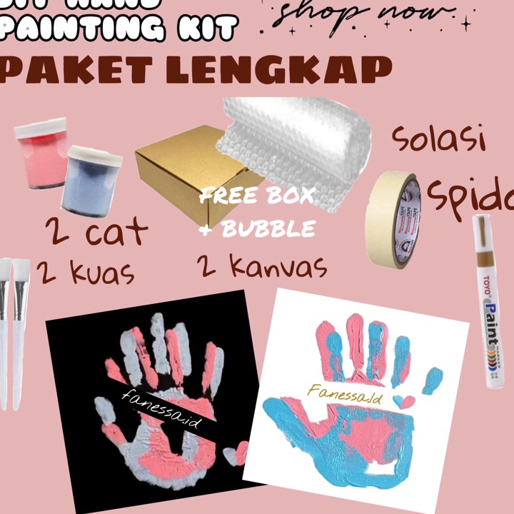 

[» S☎12F) (freebox)DIY Hand Painting Kit | Set Kanvas Couple | kanvas cap tangan couple- siiap.dikirim..!