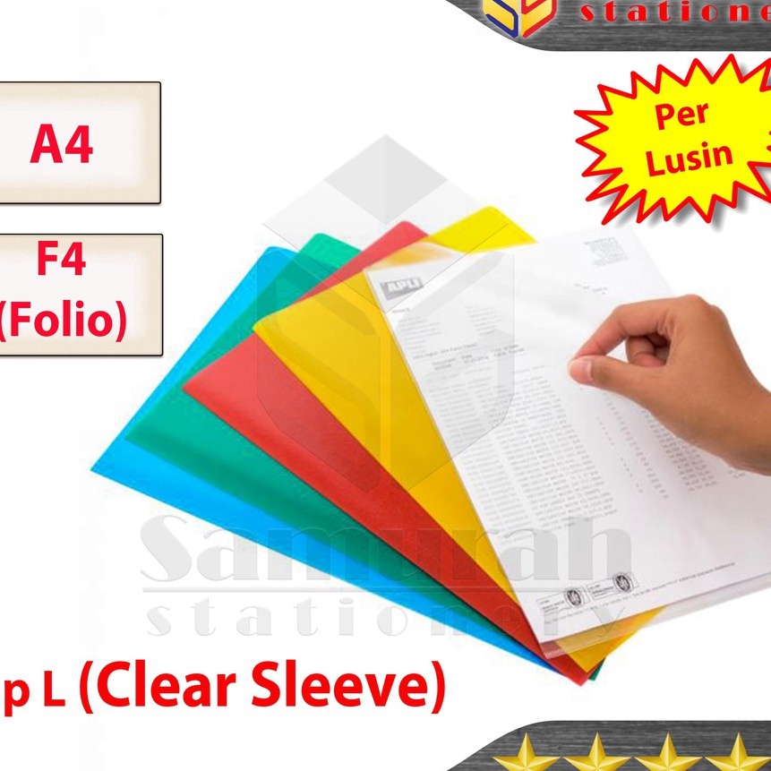 

(D-B❣➲3] Map L Plastik Bening Ukuran A4 - F4 / Clear Sleeves A4 Folio Warna Transparan / Clear Slevee- amanaah..