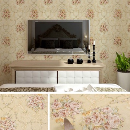 TERPERCAYA Wallpaper Dinding / Wallpaper Sticker BATIK SHABBY KREM