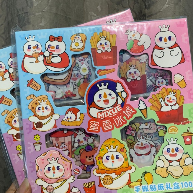 

(I-O♪㊖8> Sticker Lucu Viral Mixue Rainbow Stiker Label Hp Buku Diary Isi 100Pcs/ berrkualitas.!!