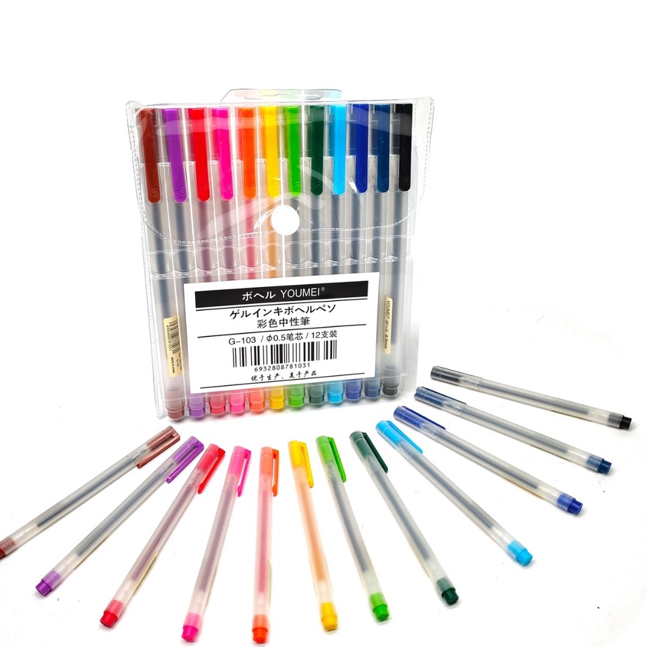 

[➤ B✯9I] Pulpen gel 12warna / 12pcs pulpen gel warna warni / Pulpen YOUMEI G103/ super.kerren.!!