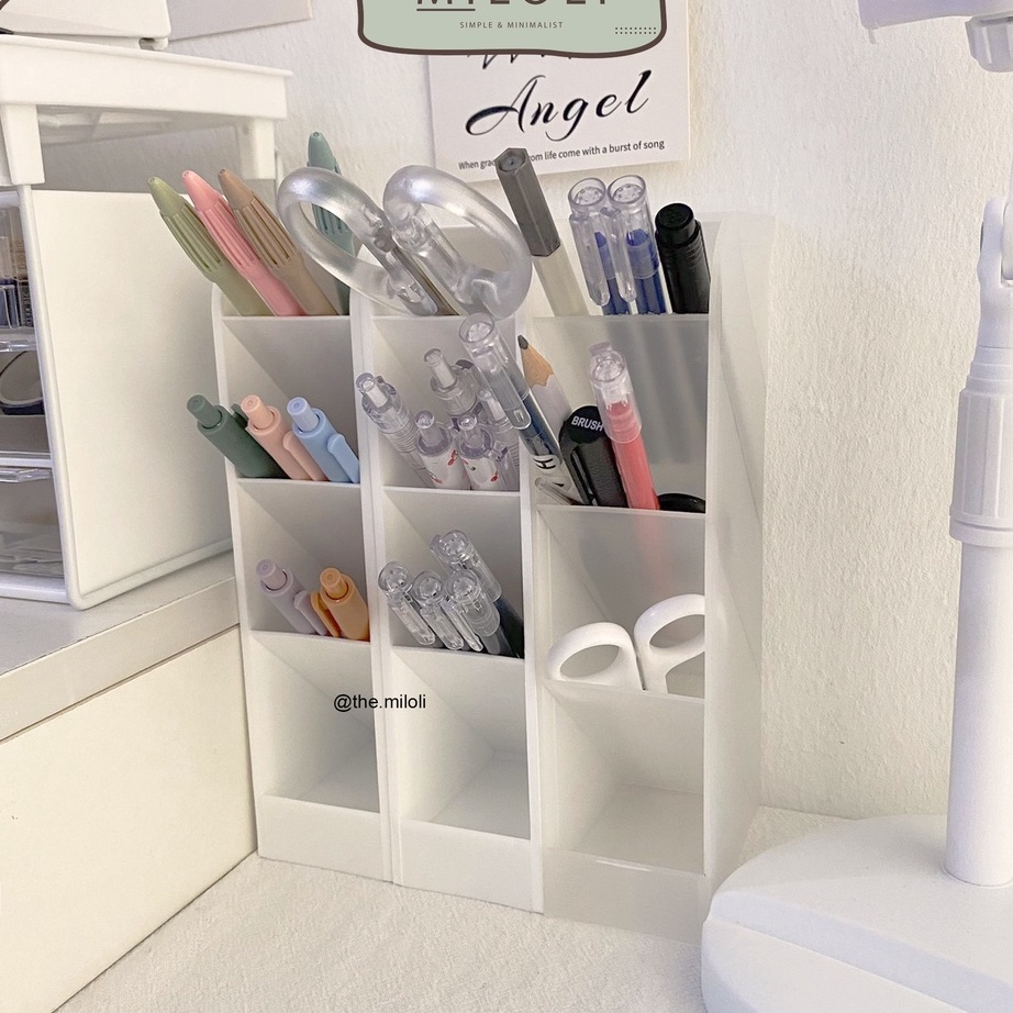 

(➤ X♫FI] [MILOLI] 3 Slot White Pen Holder Desktop Pencil Storage Box Organizer Kotak Pensil Tabung Pena - F0144- kekiniian.!