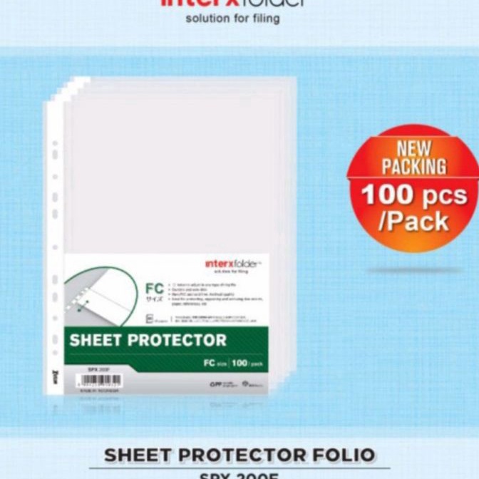 

(T-W☎➸Z) Sheet Protektor Folio Inter X isi 100 lembar / Plastik FC PP pocket/ treending.!