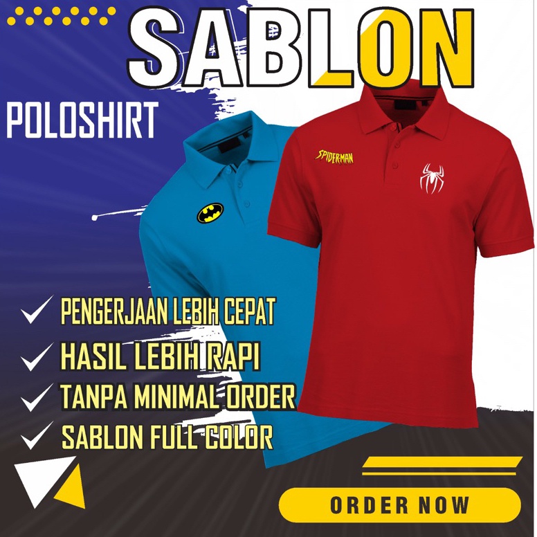 Harga Termuraah.. KAOS POLO CUSTOM SABLON , KAOS KERAH, KAOS SERAGAM