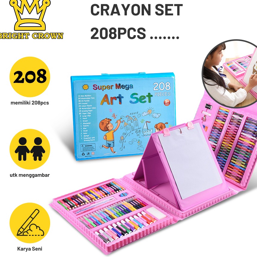 

[CI☎.3✉] Bright Crown Pensil Warna Crayon Set Isi 208pcs/ Crayon set Macam Warna Cocok Menggambar Mewarnaikekinian.!