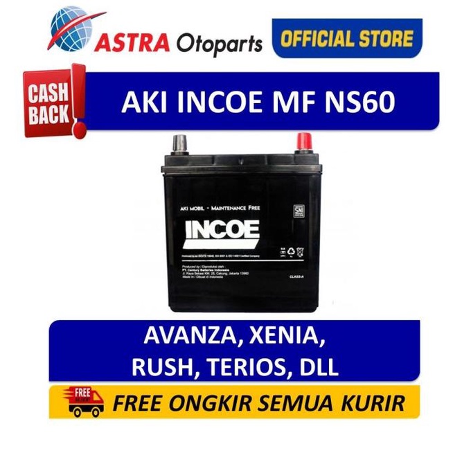 Aki INCOE MF NS60 - Aki Mobil untuk mobil Avanza, Rush, Xenia, Terios,