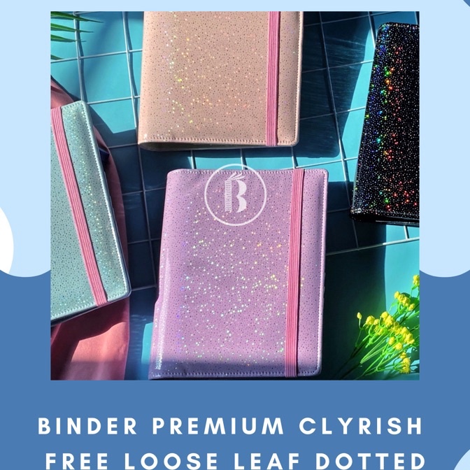 

(OW㊠.N☞] Bindermu READY Binder Premium Clyrish with strap GRATIS KERTAS 20ring A5 dan 26ring B5 Notebook Glitter Hologram Pastelterrviral.