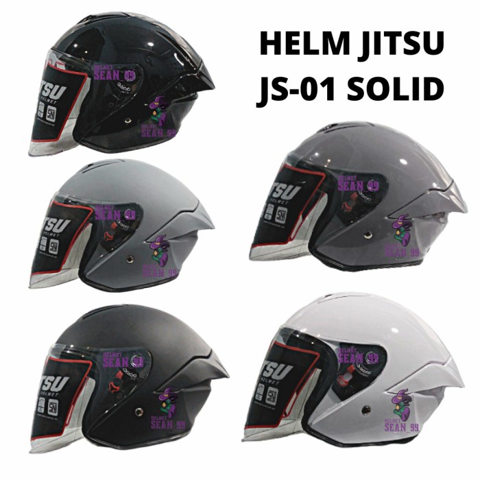 Helm Jitsu Js1 Solid Half Face Original Sni