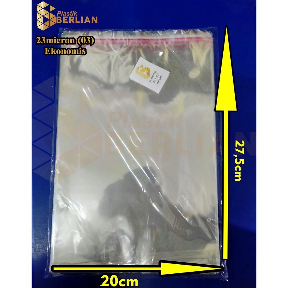 

✱Super Promo➟ 0VRWE 20 x 27,5 cm Plastik OPP EKONOMIS 23micron (100 lbr) (lem/seal) T35 ✼Terbaru