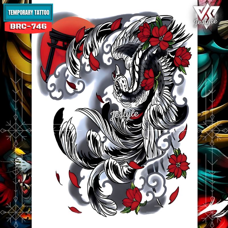 [BRC-746] Tato Temporer Temporary Tattoo Burung Phoenix