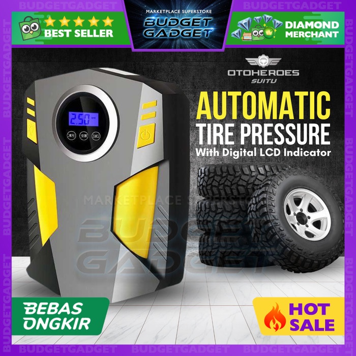 SUITU Inflator Pompa Angin Ban Mobil Elektrik LCD Display - OTOHEROES