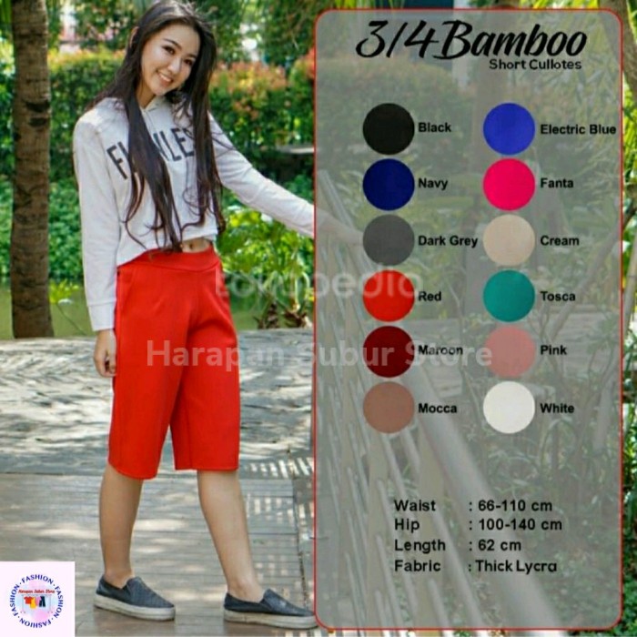 Manchu Celana Pendek 3/4 Kulot Wanita Scuba Standard Premium