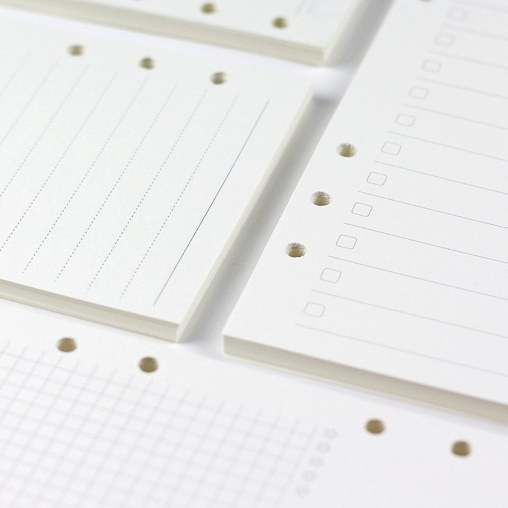 

VZXD-64 Refill Loose Leaf Binder Paper 6 holes ISI Dotted Grid Blank TODOLIST / Loose Leaf 6 Ring Binder ZM0