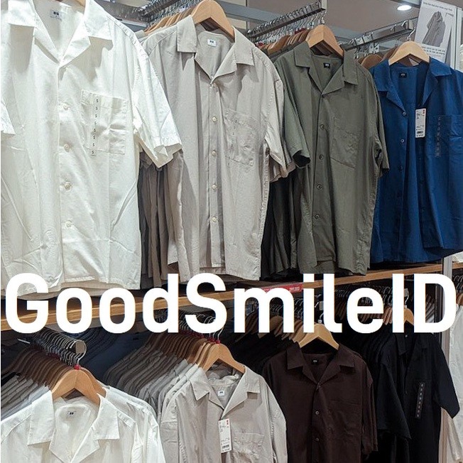 Hards Men Kemeja Katun Modal Kerah Terbuka Lengan Pendek Pria