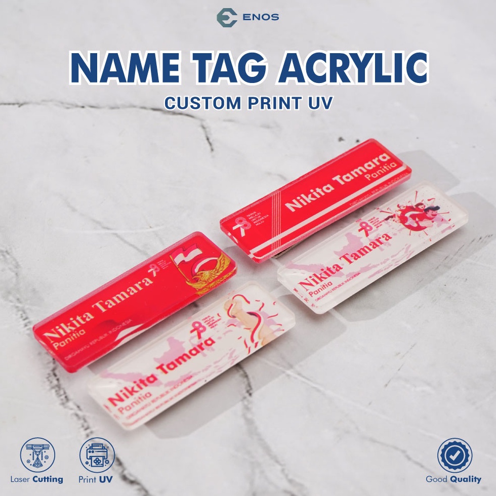 

NAME TAG AKRILIK CUSTOM / PAPAN NAMA DADA / MAGNET / NAMETAG PRINT UV Terlarisss ′▽