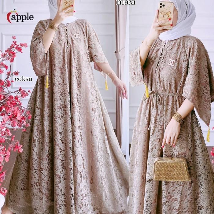 TERLARIS - GAMIS BRUKAT PESTA JUMBO - ABAYA BRUKAT LD 130 - BAJU PESTA MUSLIMAH