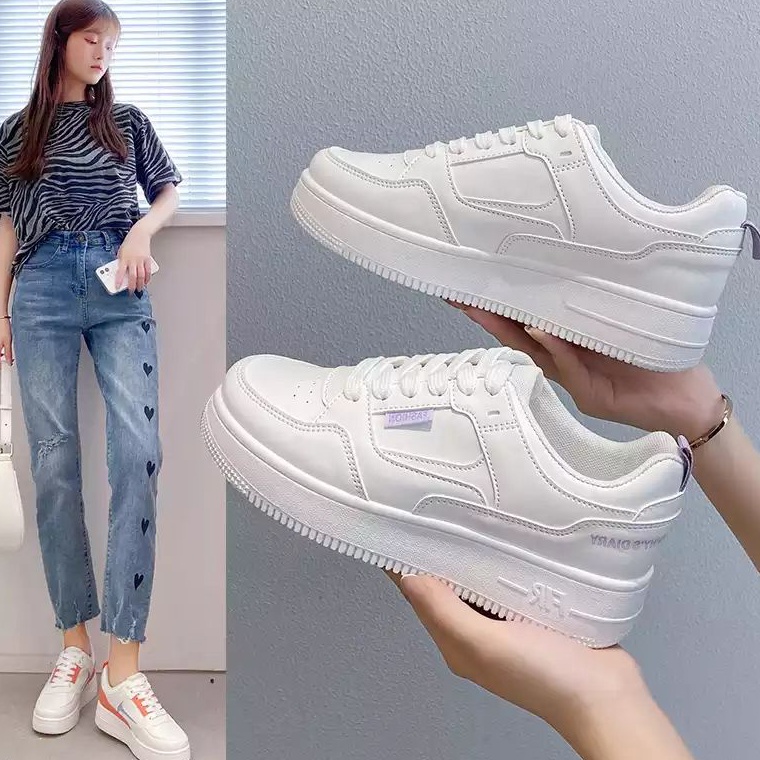 Cuci Gudang Sepatu Sneakers 2022 Sepatu Wanita Korea Sepatu Putih SH01 Cashback