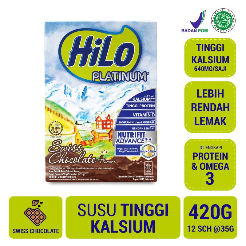 

HILO PLATINUM SUSU TINGGI KALSIUM SWISS CHOCOLATE 420 GRAM