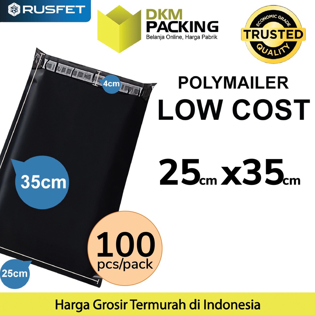 

Pasti murah Plastik Polymailer PACK LOW COST Amplop Polimailer HITAM 25x35 RUSFET QYA