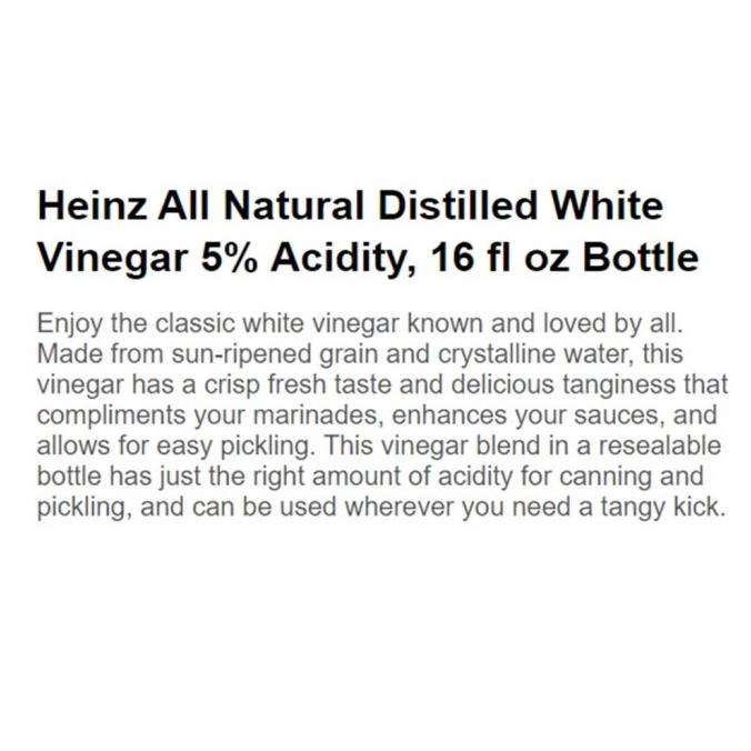 

jen Cuka Putih / Distilled White Vinegar Heinz 946 ML