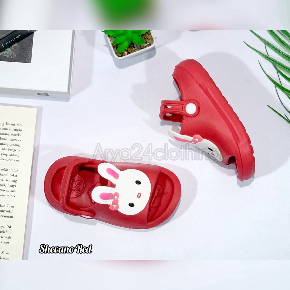 [CODEBARANG958FTD] Sandal Selop Balita Anak Cewek Tali Belakang Motif Kelinci Merek SHEVANO Usia 1-3