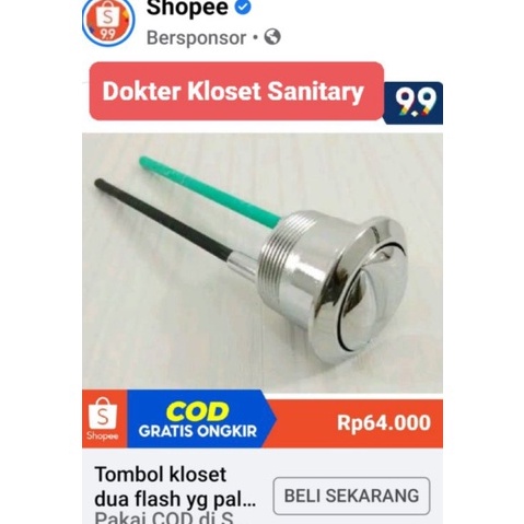 ー rf Tombol kloset dua flash lobang tangki kloset 4cm khusus toto geberit murah lebay ✧ ☏