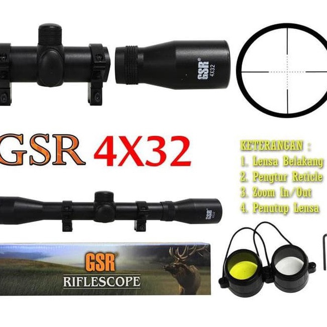 ★★★ Ckl TELESKOP GSR 4X32 Murah ✩ B ☣
