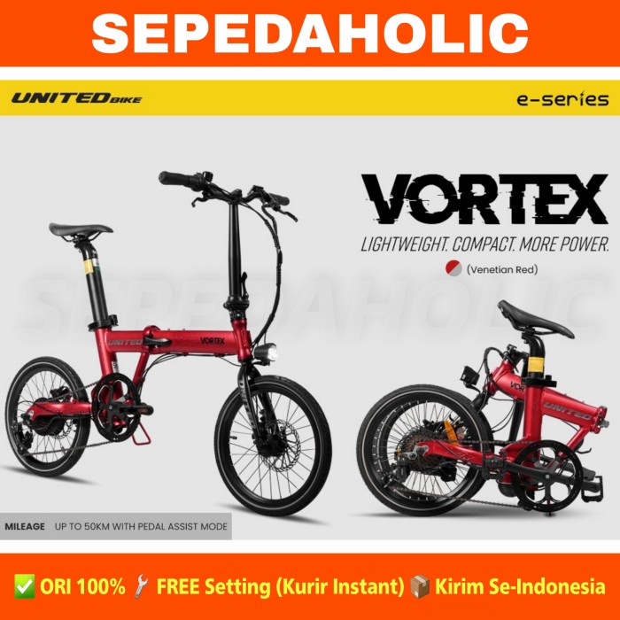 Sepeda Lipat E Bike United Vortex Electric Listrik 16 Inch