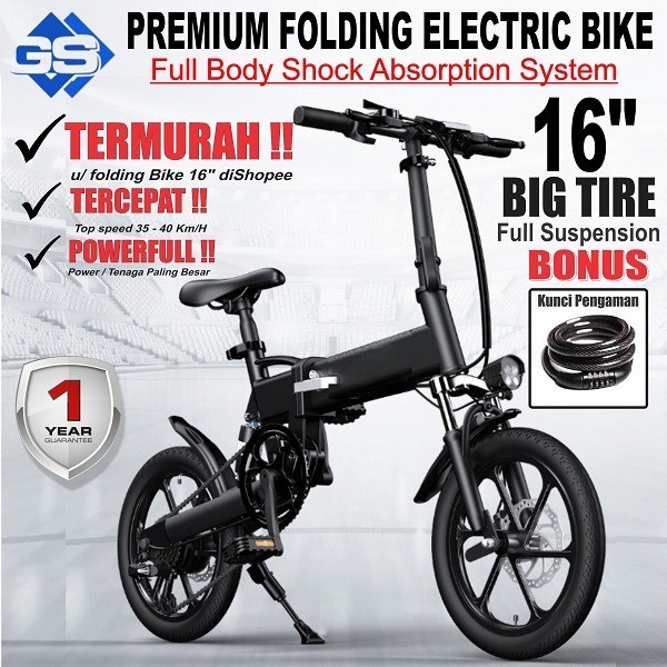 Folding E-Bike Sepeda Lipat Listrik Suspension 16Inch / Sepeda Listrik
