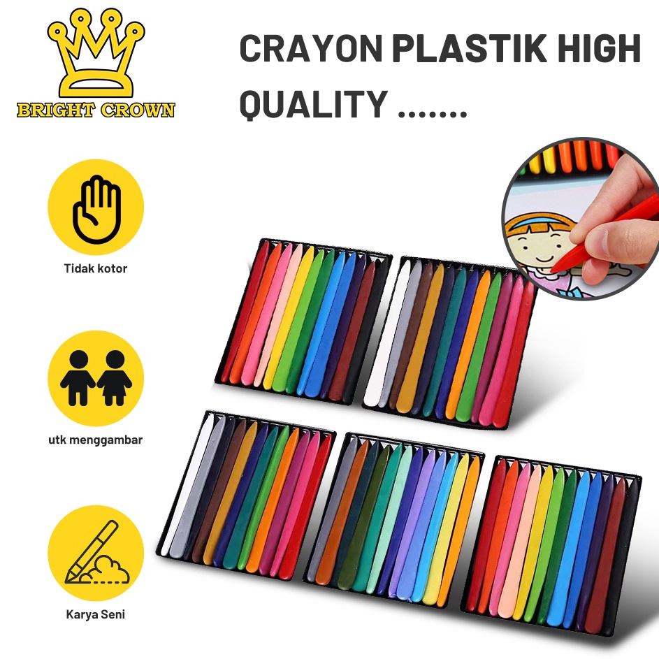 

[KODE WL6T8] Bright Crown Crayon Magic Anti Kotor ISI 12/24/36Pcs Crayon Lab Non Toxic bentuk Triangular Aman Untuk Anak HIGHQUALITY