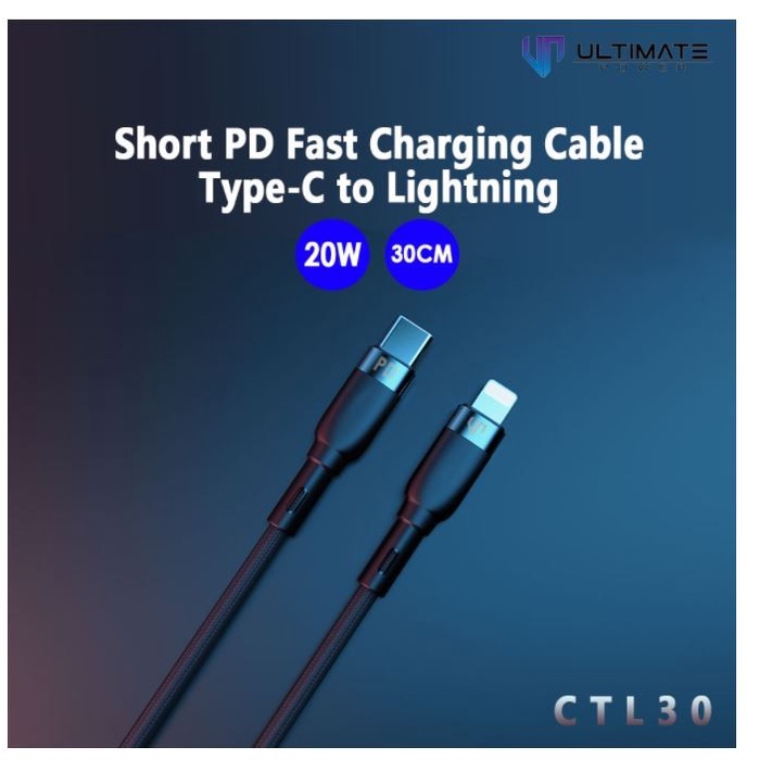 ULTIMATE TYPE C TO LIGHTNING CABLE 20W 30CM CTL30