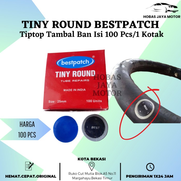 Tiptop Tambal Ban Bestpatch Tiny Round isi 100 Pcs