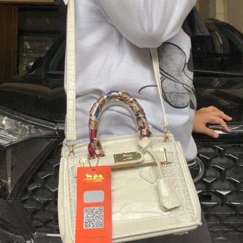 Terbaru Himalaya-Tas Selempang Wanita Birgin Mini Croco Putih List Abu Selnianada