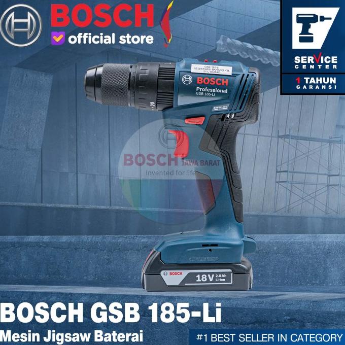 Bosch Mesin Bor Tembok Baterai Impact Drill Cordless Gsb 185-Li 18 V