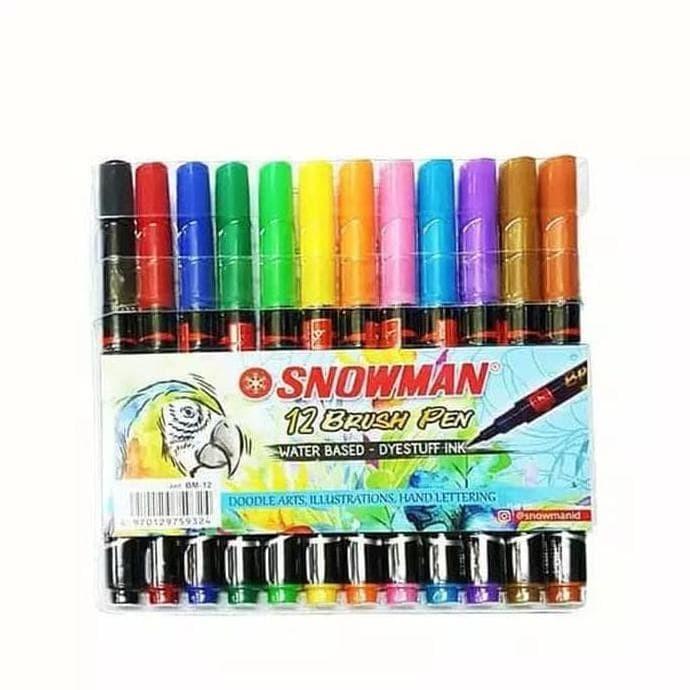 

BRUSH MARKER PEN 12 WARNA - SNOWMAN BM-12