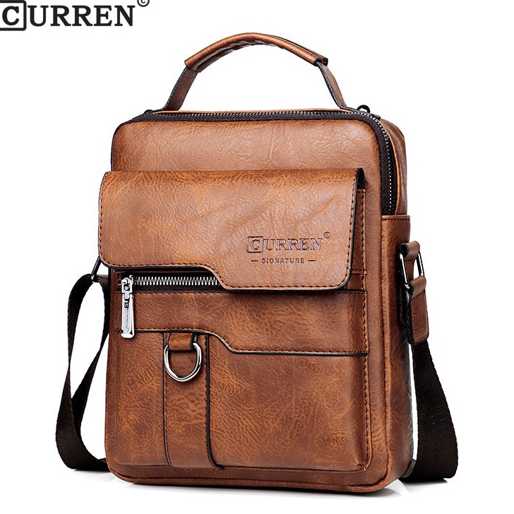 New CURREN 8642 Tas Selempang Pria Kulit Messenger Anti Air CURRENOS