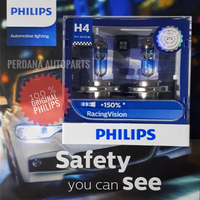 Philips H4 RacingVision +150% x2bohlam ASLI PHILIPS star nice