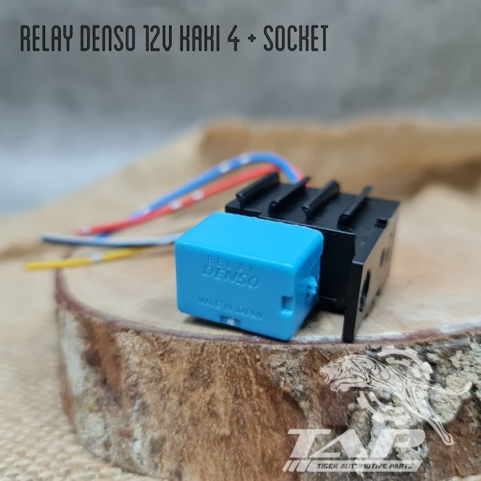 RELAY BIRU DENSO 12V KAKI 4 + SOCKET SOKET RELAY ready
