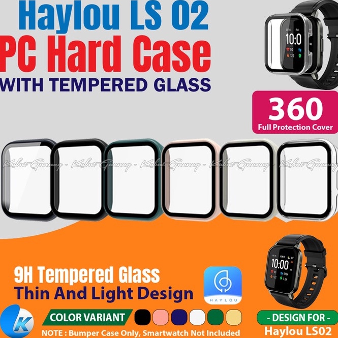 ✥PJg PC Bumper Hard Case For Haylou LS02 Case Cover With Tempered Glass ✶ ⁑ ¯