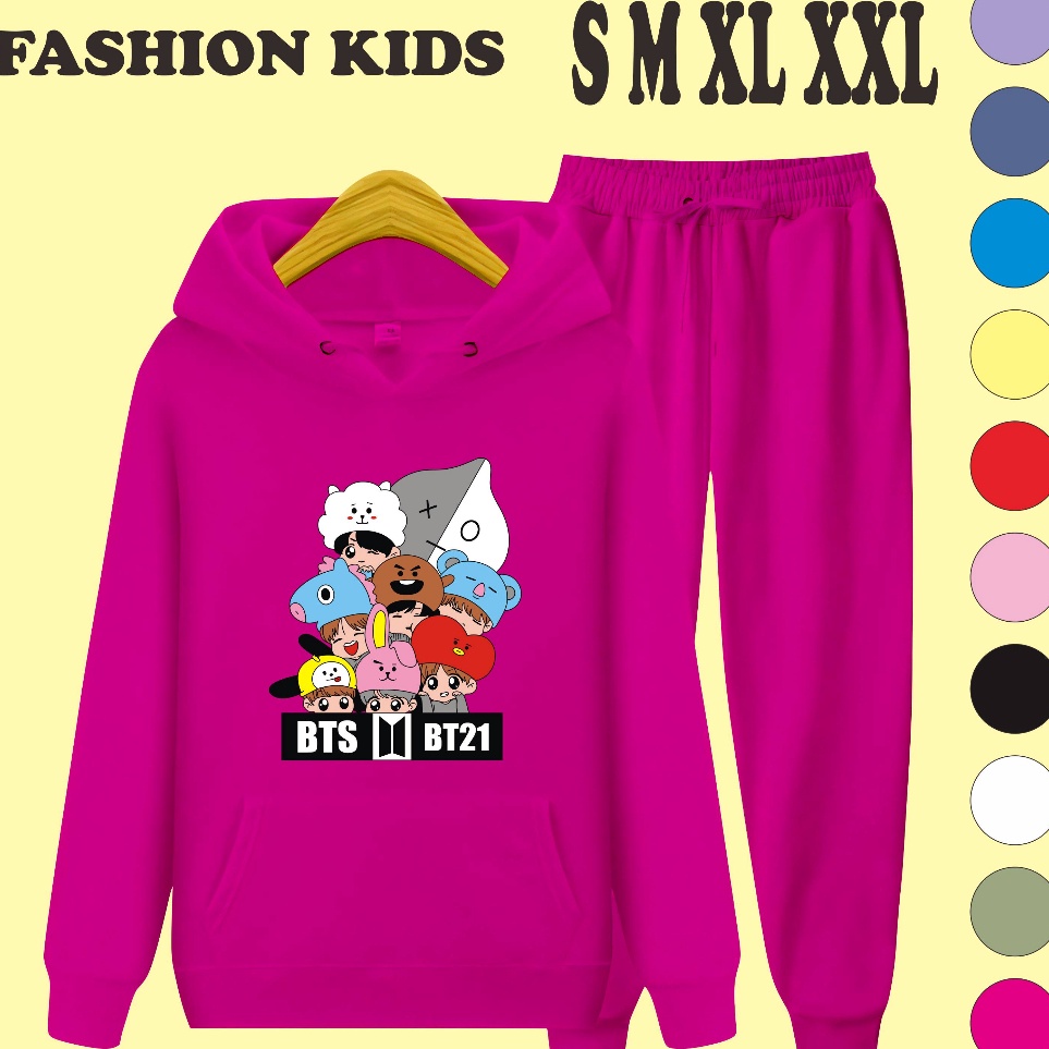 ☛ Terbatas! SET SWEATER HOODIE BT21 NEW / SETELAN HOODIE CELANA PANJANG Ramayana