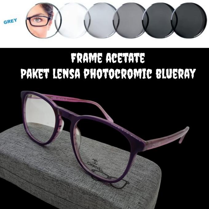 kacamata wanita frame acetate ungu free lensa minus