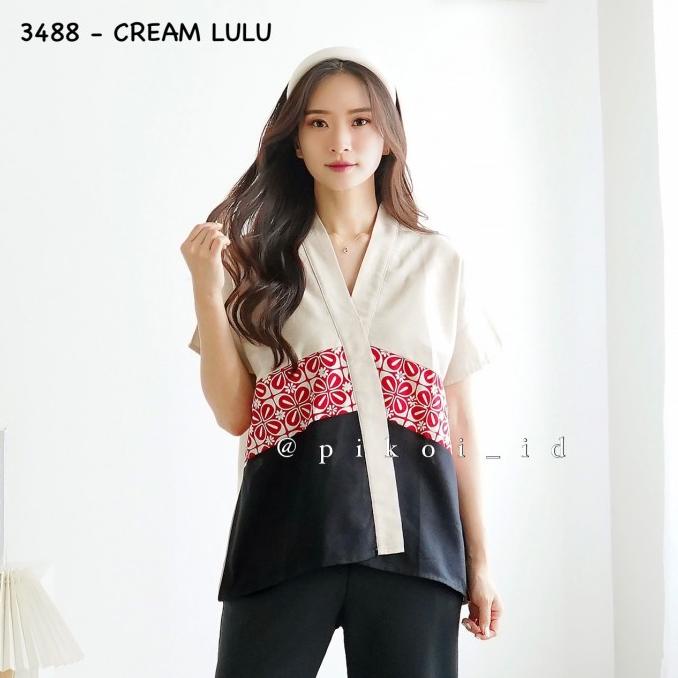 Pikoi_id | Baju atasan batik wanita modern lengan pendek katun linen