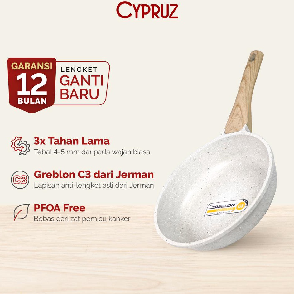 ←➲❊✩ Cypruz Fry pan white granite diecast Murah Banget