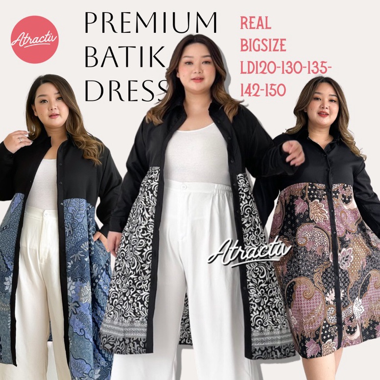 Viral ATRACTIV Dress Batik Wanita Jumbo XXL XXXL 5L 6L 7L Tunik Batik Jumbo Dress Batik Jumbo LD120 