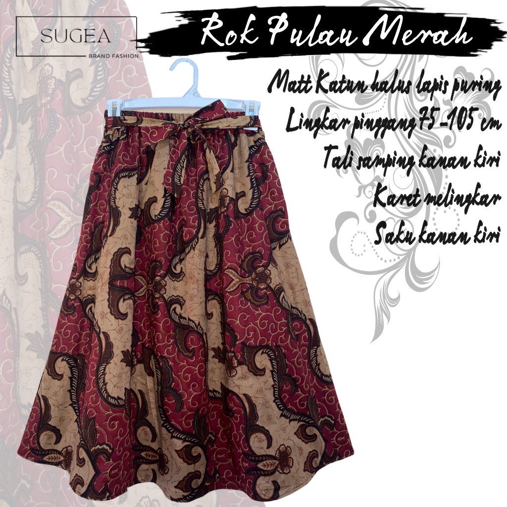 PBJR6798  Rok Batik Pendek 7/8 Lapis Furing Wanita Payung Premium Jumbo Seragam